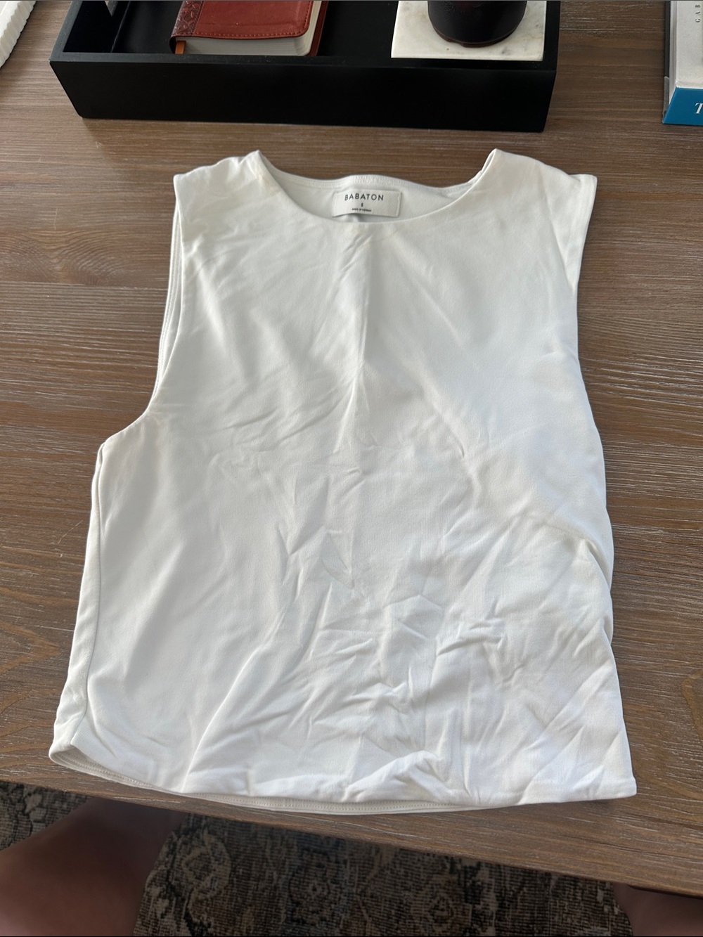 Babaton White Sleeveless Crewneck Tank Top